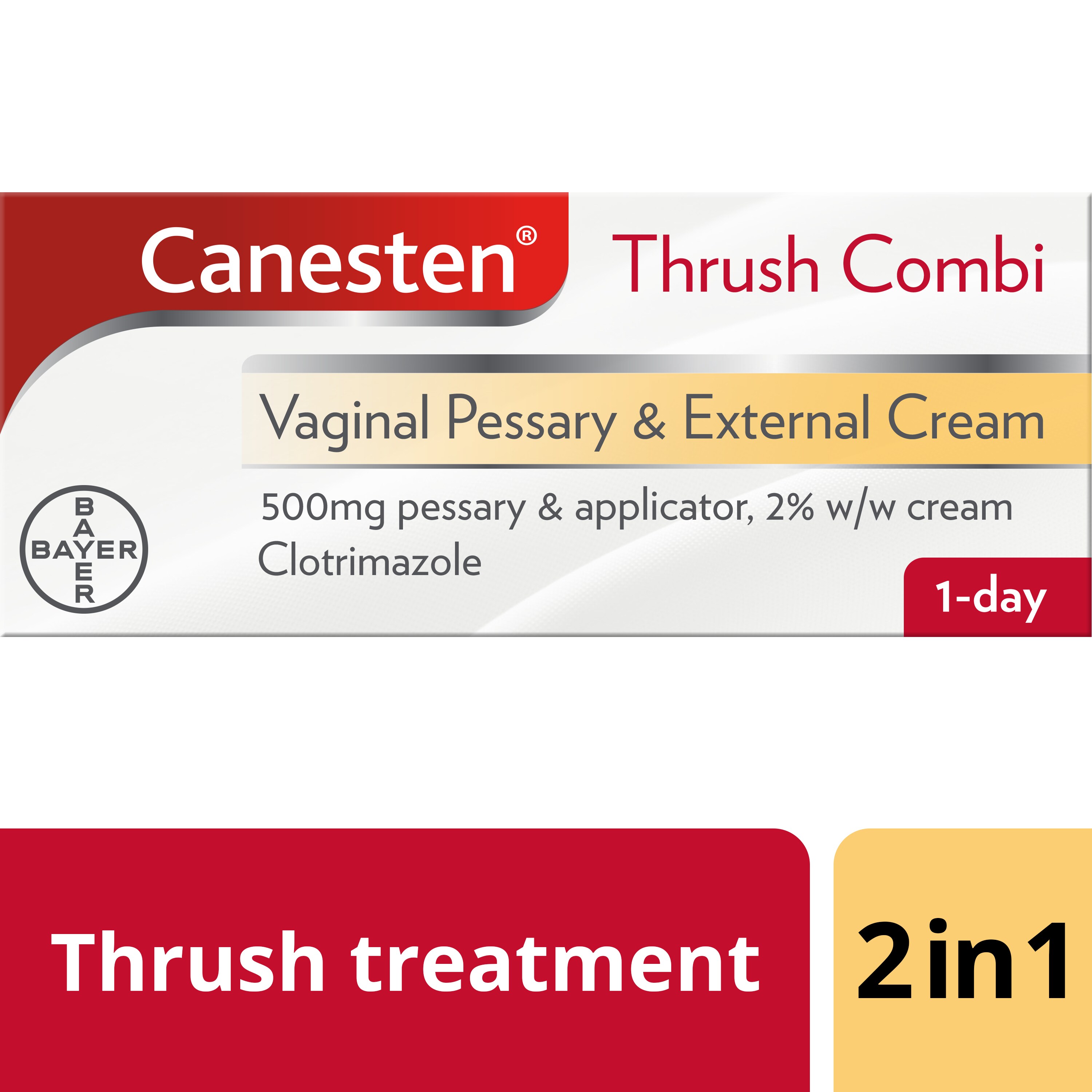 Thrush treatment 2 in 1: Canesten Thrush Combi Vaginal Pessary and External Cream