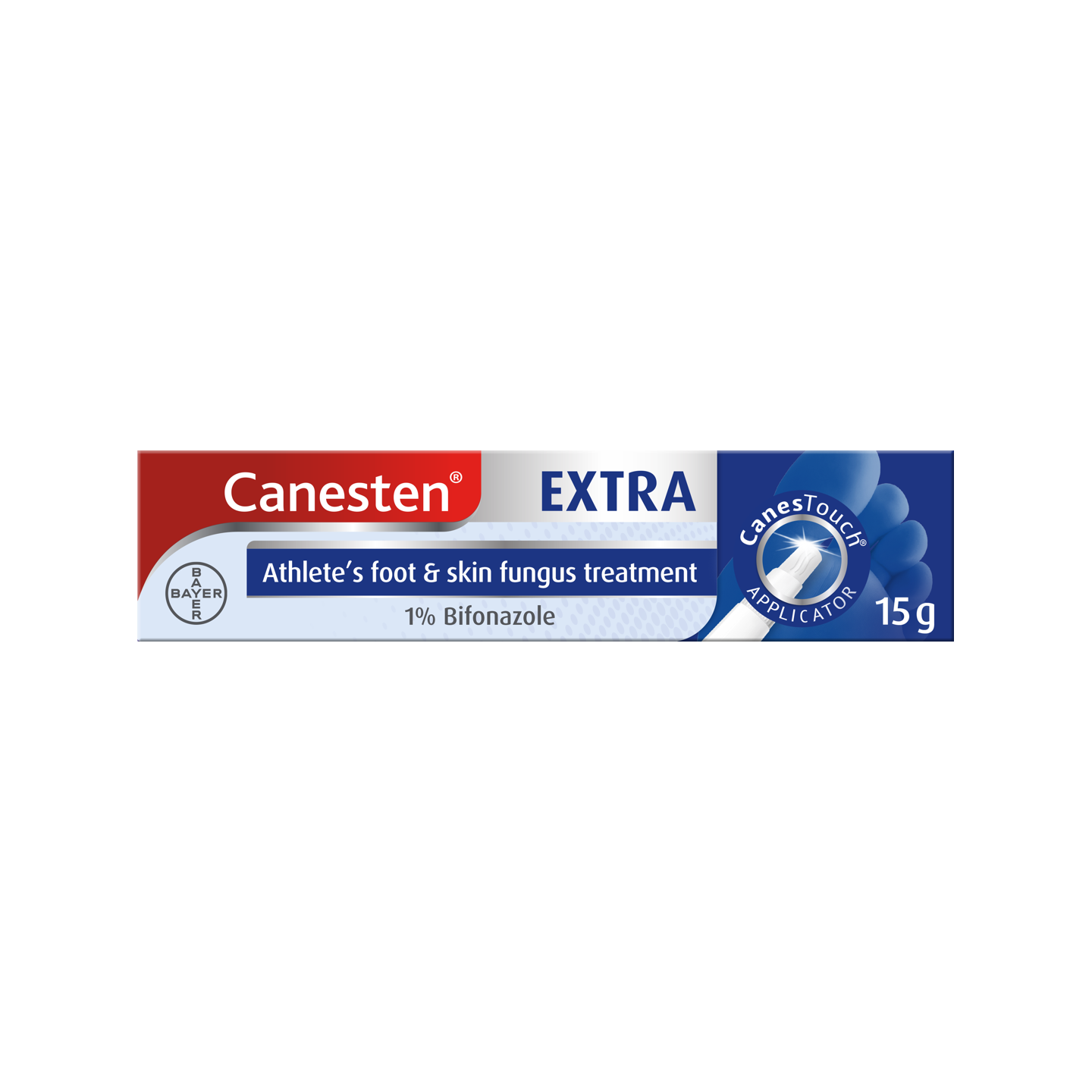 Canesten Extra 1% Bifonazole cream for athlete’s foot and skin fungus treatment 15g with CanesTouch applicator