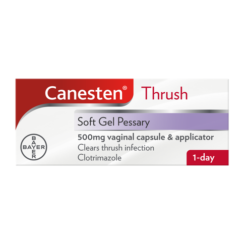 Canesten Thrush Soft Gel Pessary 500mg vaginal capsule and applicator