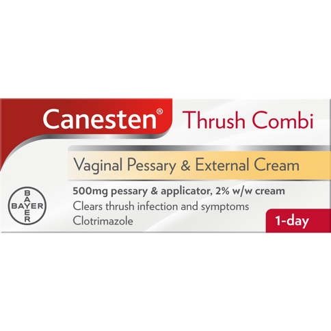 Canesten Thrush Combi Vaginal Pessary and External Cream 500mg pessary and applicator, 2% w/w cream
