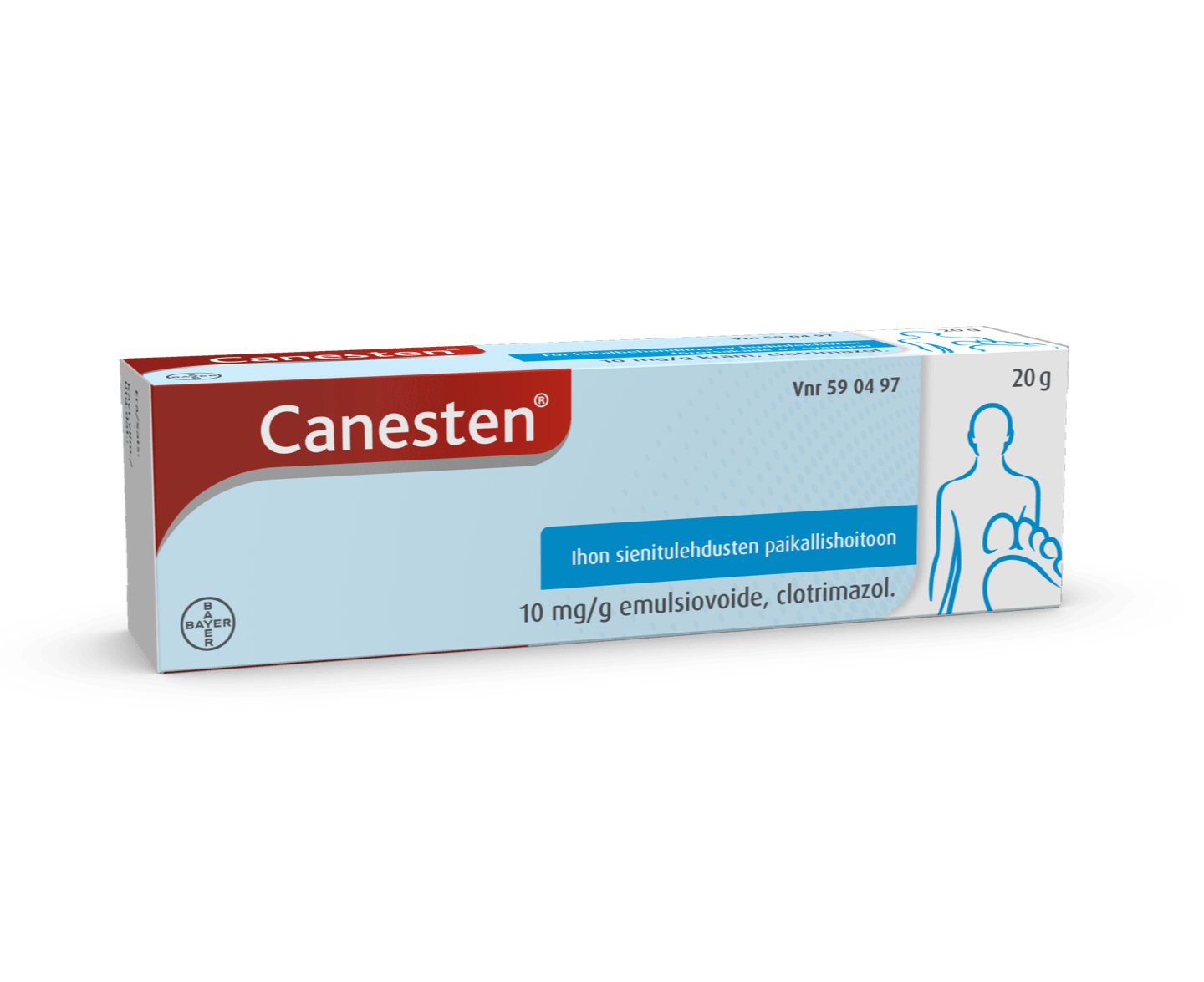 Canesten 10 mg/g emusiovoide jalkasienen, ihon-, sekä intiimialueen sienitulehduksen hoitoon