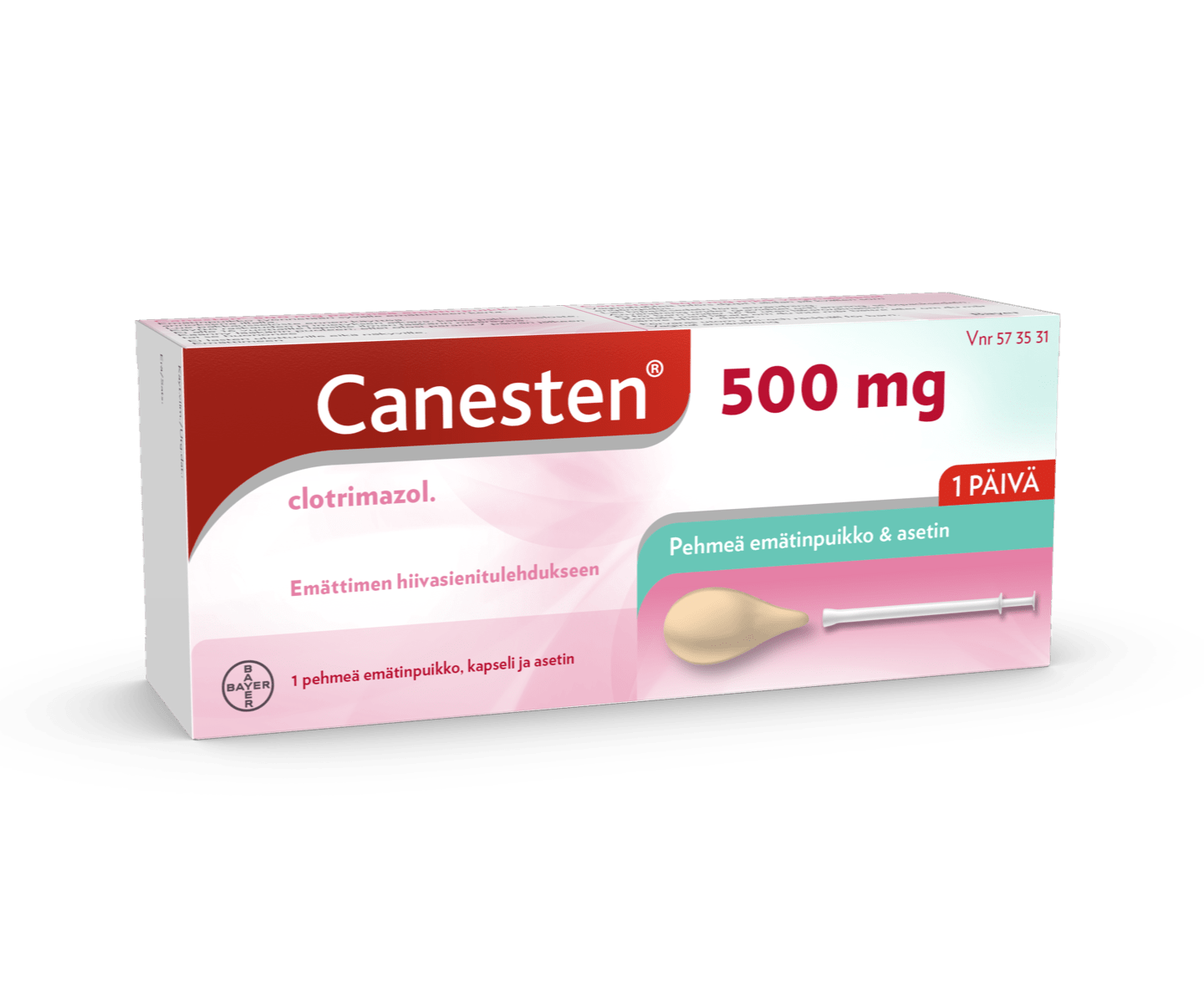 Canesten pehmeä geelipuikko hiivasienitulehduksen hoitoon 500 mg emätinkapseli & asetin